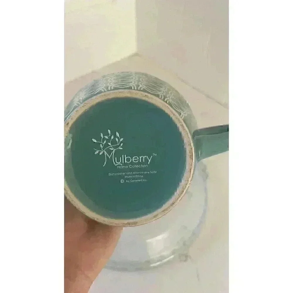 Mulberry Home Collection Tiffany Blue & White Geometric Wide Mouth Coffee Mug